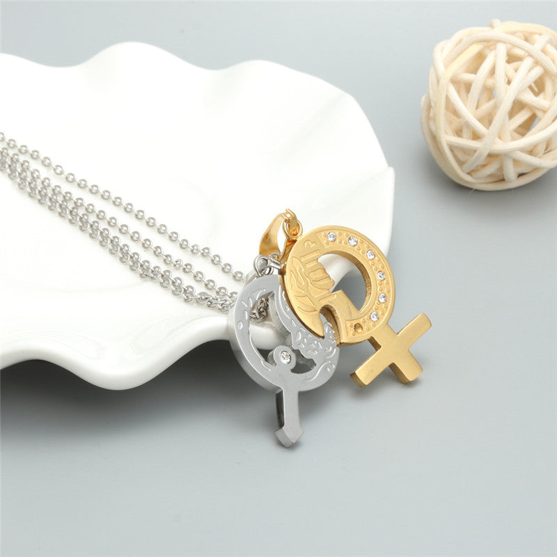 Trendy Titanium Steel Couple Pendant Necklace for Men and Women - Perfect Gift for Couples