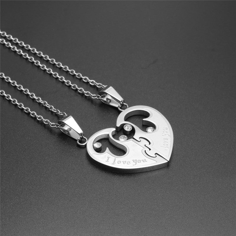 Titanium Steel Heart Pendant Necklace for Couples - Trendy Gift for Men and Women