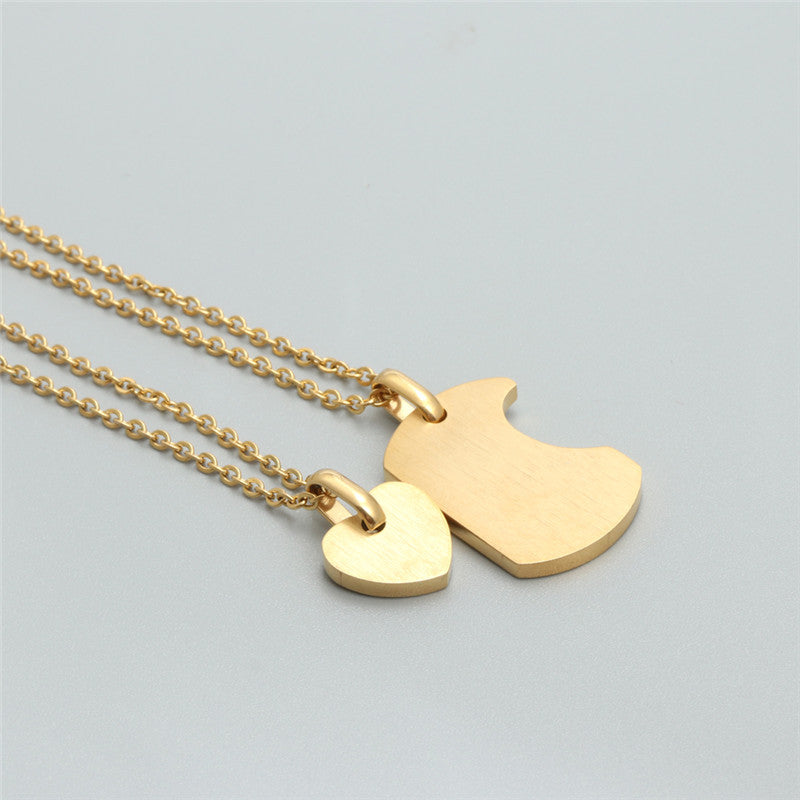 Trendy Titanium Heart-Shaped Couple Pendant Necklace for Men and Women - Stylish Stainless Steel Gift by Planderful