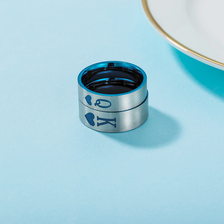 Planderful Titanium Steel Ring For Couples King Queen Geometric Minimalist Jewelry Everyday Genie Collection