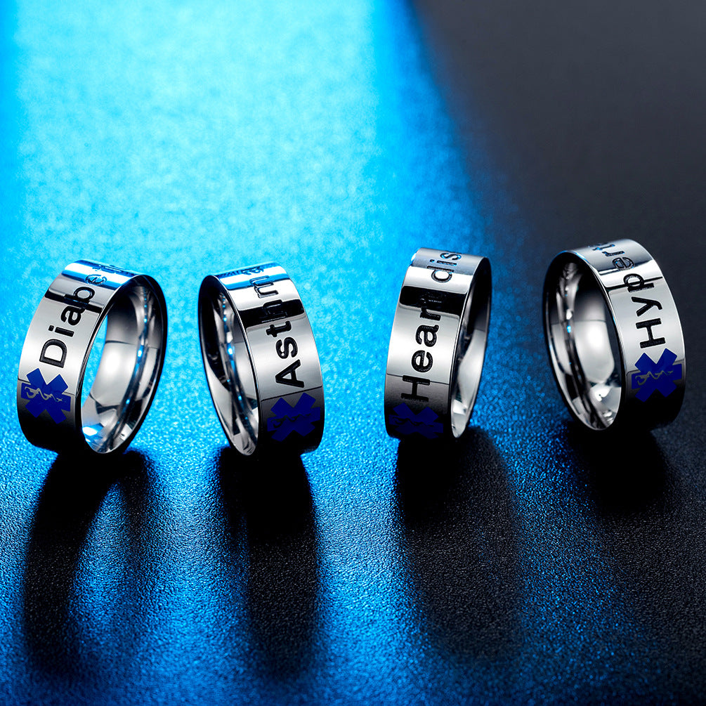 Medical Alert Star of Life Stainless Steel Ring – Patient Critical First Aid