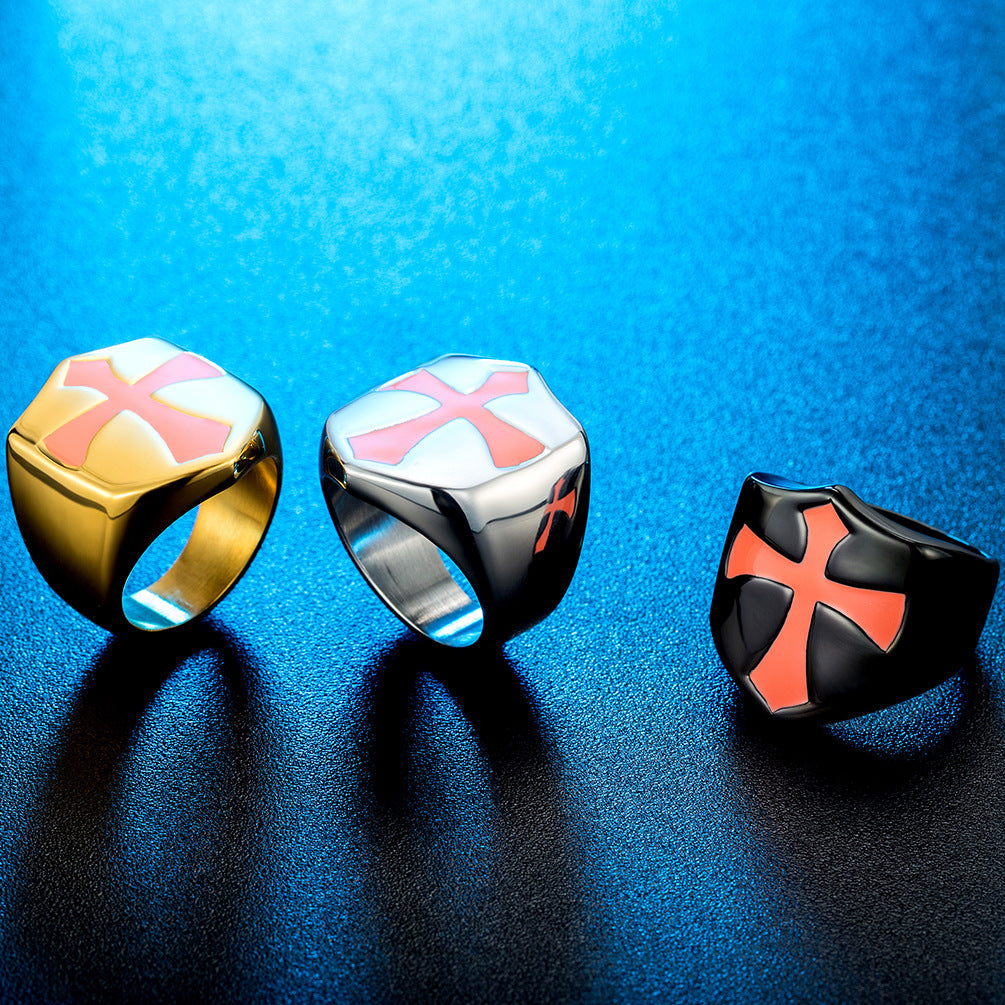 E-commerce Amazon Source Cross Corps Plated 18K Gold Men's Ring