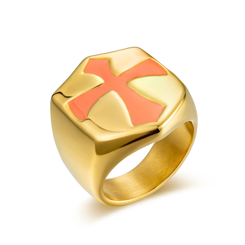 E-commerce Amazon Source Cross Corps Plated 18K Gold Men's Ring