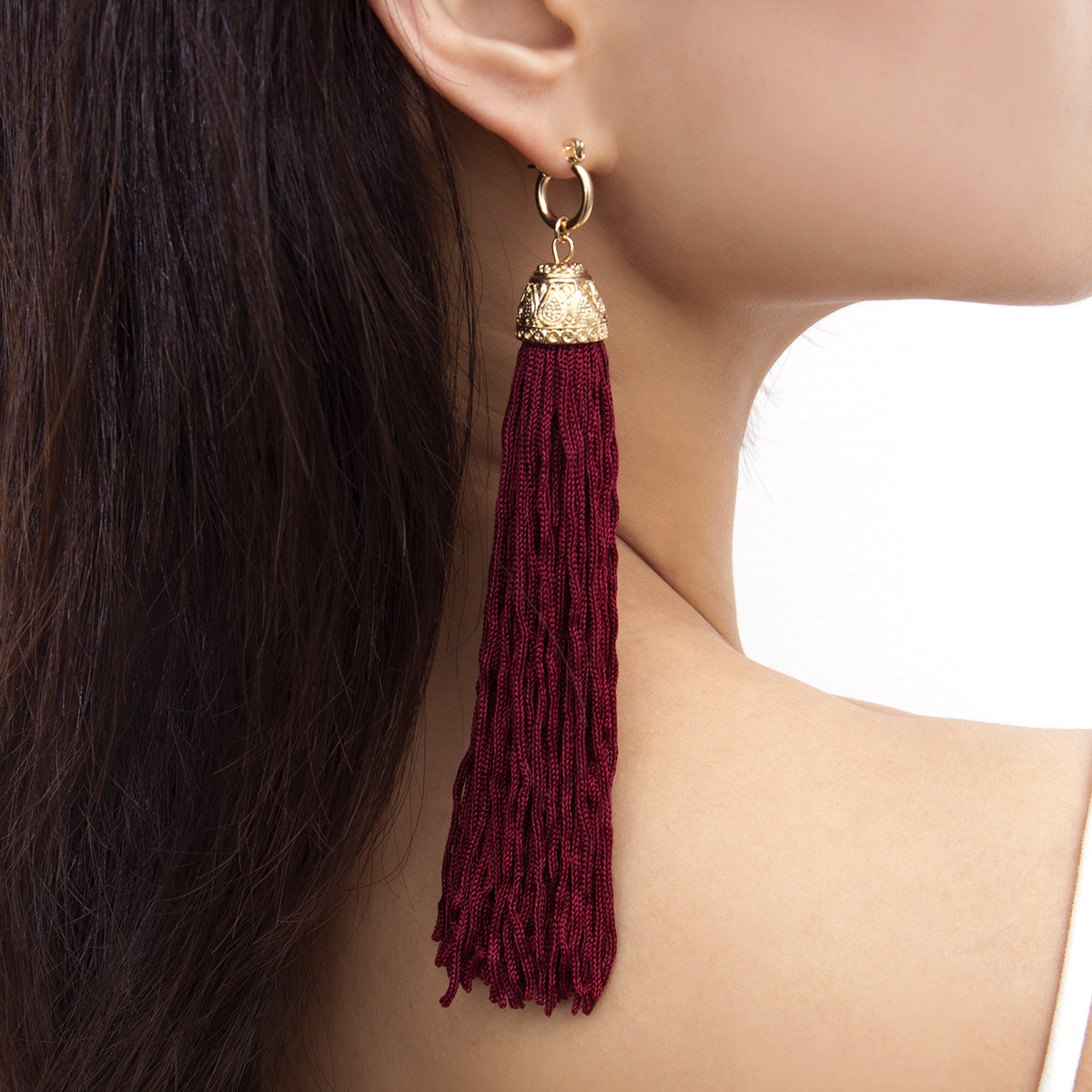 Stylish Linear Tassel Earrings for Women in Retro Long Design