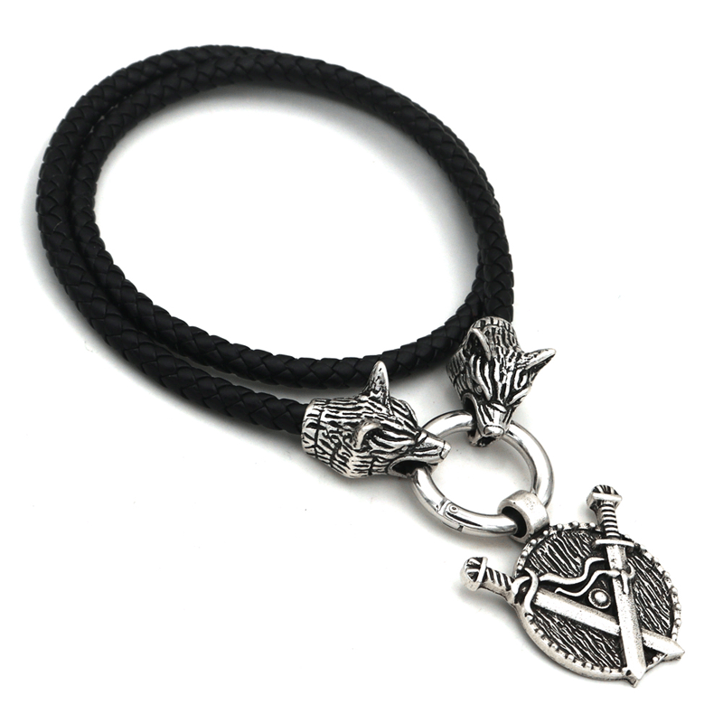 Norse Legacy Double Sword Shield Necklace - Men's Pendant Jewelry Wholesale