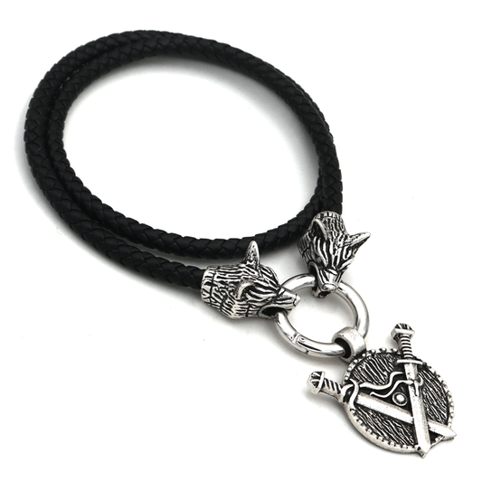 Norse Legacy Double Sword Shield Necklace - Men's Pendant Jewelry Wholesale