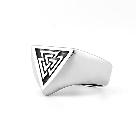 Planderful Odin Rune Ring Stainless Steel Nordic Triangle Logo For Men Unisex Hip Hop Jewelry