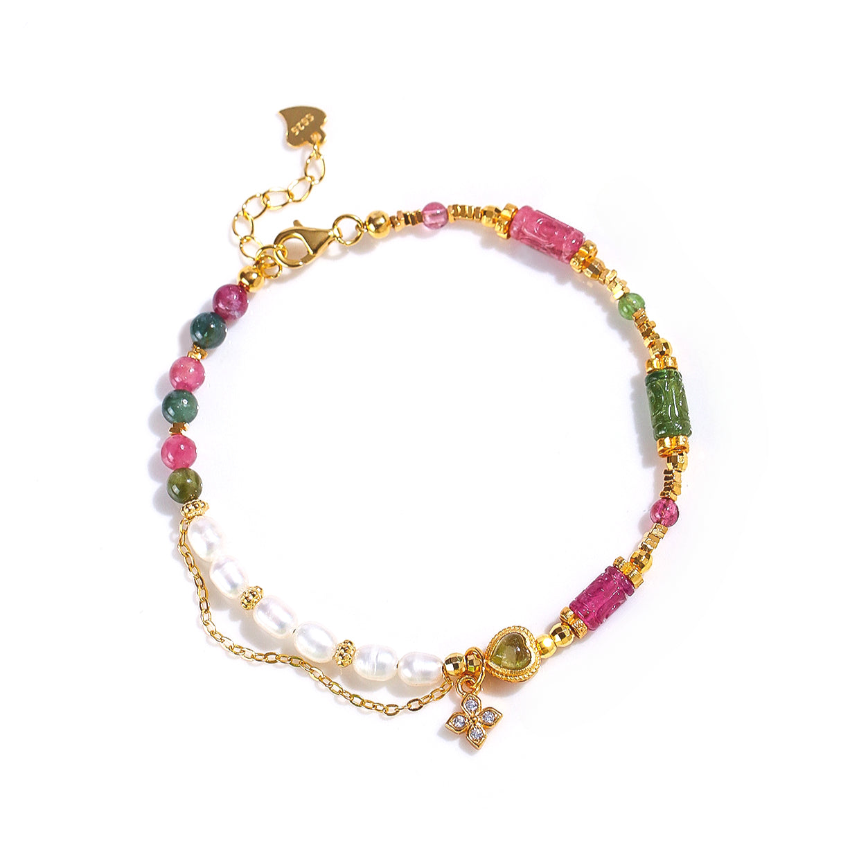 Planderful Fortune's Favor Bracelet – Elegant Tourmaline and Pearl Design