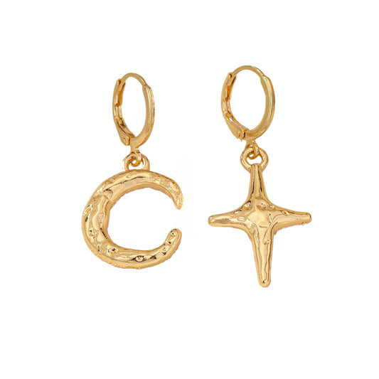 Planderful Vienna Verve Star Moon Stud Earrings – Fashion Minimalist Design
