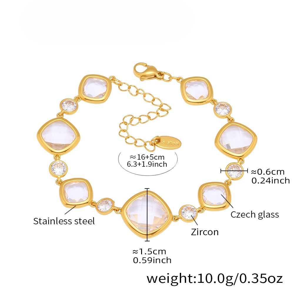 Planderful Czech Glass Bracelet Women Elegant Multi Section