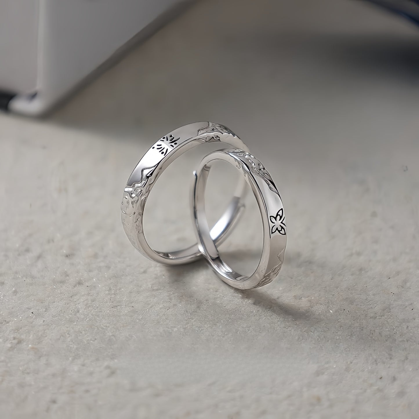 New 925 Sterling Silver Fireworks And Butterfly Couple Ring