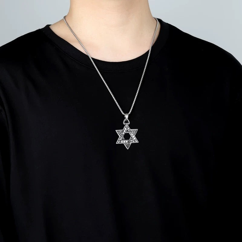 Planderful Titanium Hexagram Necklace For Unisex Streetwear Bold Urban Hip Hop Pendant Gift Idea