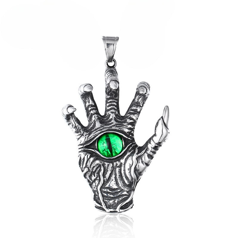 Retro Punk Devil's Hand Stainless Steel Pendant for Men - Titanium Steel Devil's Eye Jewelry