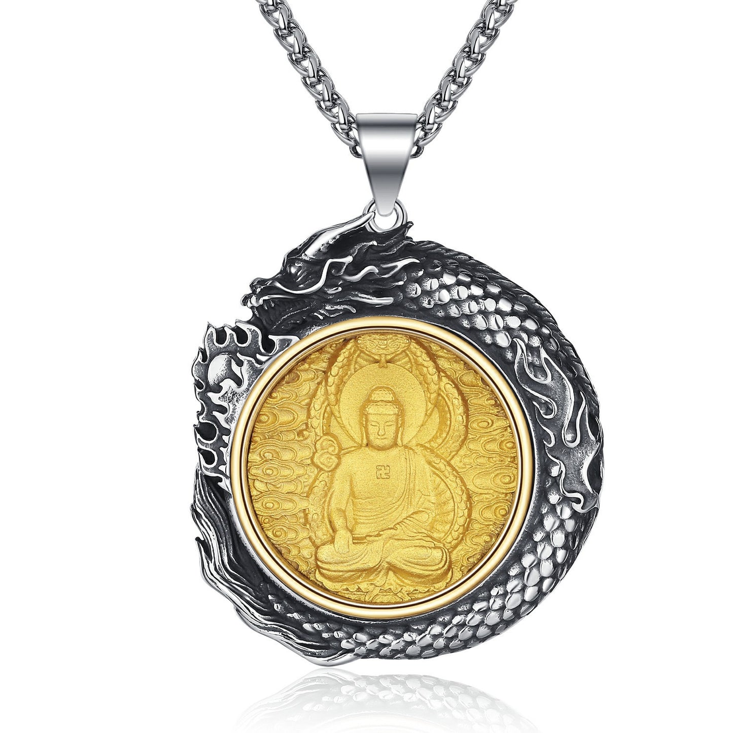 Steel Necklace – Elegant Mens Zodiac Buddha Retro Chain for Everyday Style and Gift