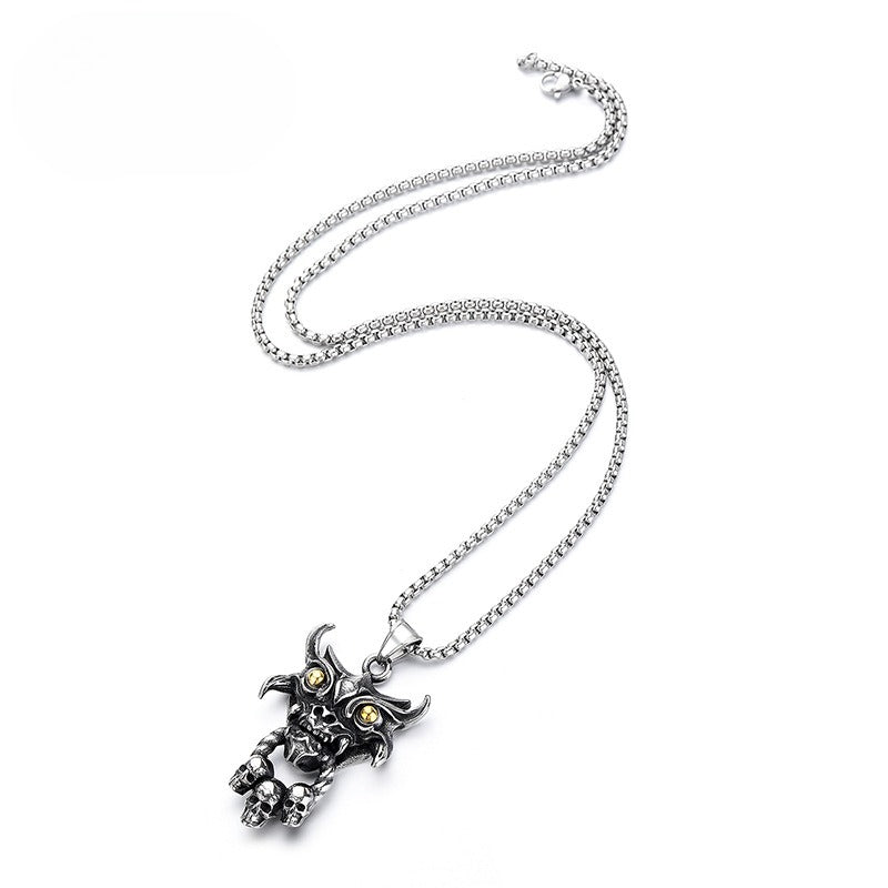 Stainless Steel Necklace – Elegant Ghost Head Sacrifice Inspired Men's Pendant For Everyday Wear Planderful