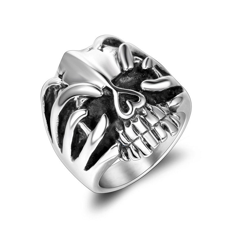 Retro Hipster Skull Hand Ghost Ring Titanium Steel Casting