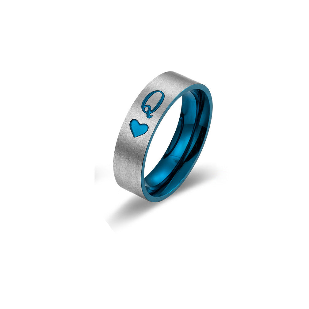 E-commerce Supply KING QUEEN Queen Couple Ring Titanium Steel