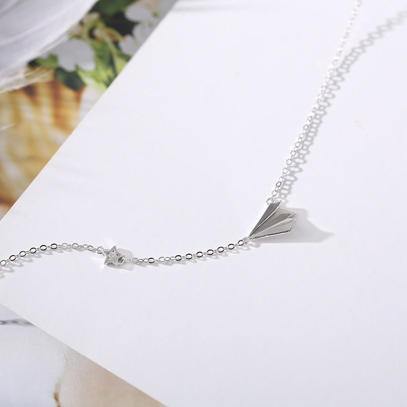 3D Paper Airplane Pendant Necklace
