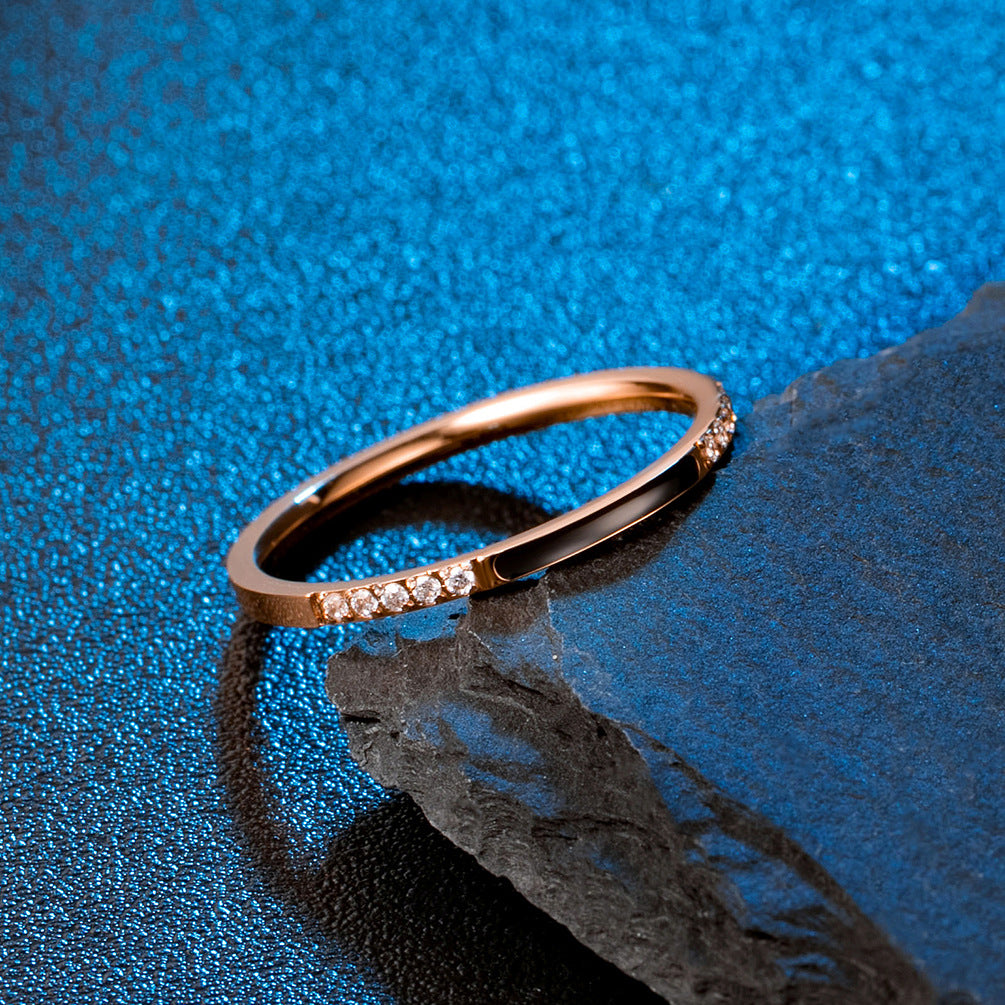 Rose Gold Zircon Epoxy Elegant Women's Ring 2mm Zircon Women's