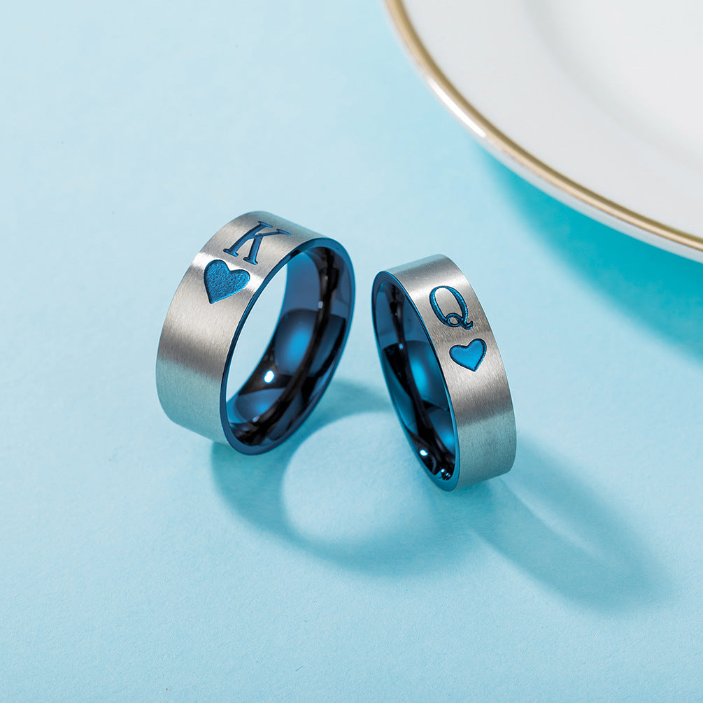 Planderful Titanium Steel Ring For Couples King Queen Geometric Minimalist Jewelry Everyday Genie Collection