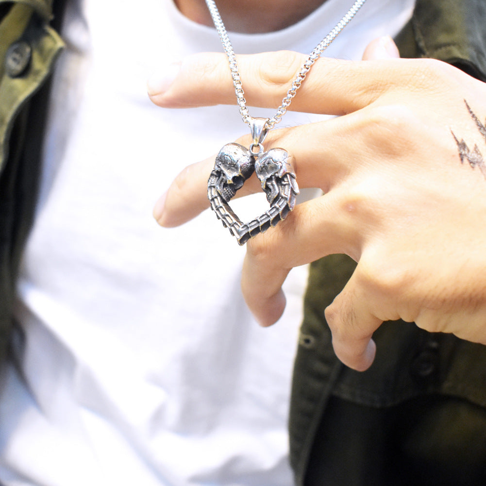 Steel Necklace - Statement Men's Skull Necklace