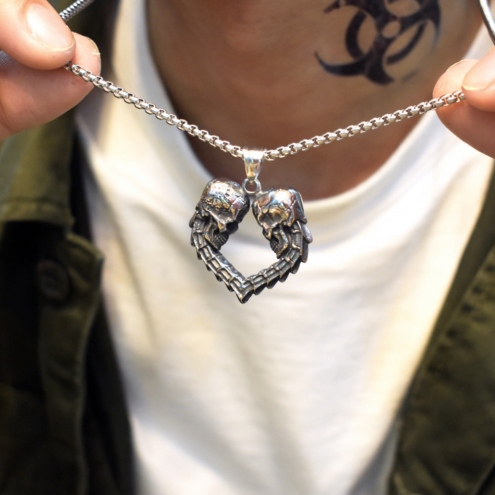 Steel Necklace - Statement Men's Skull Necklace