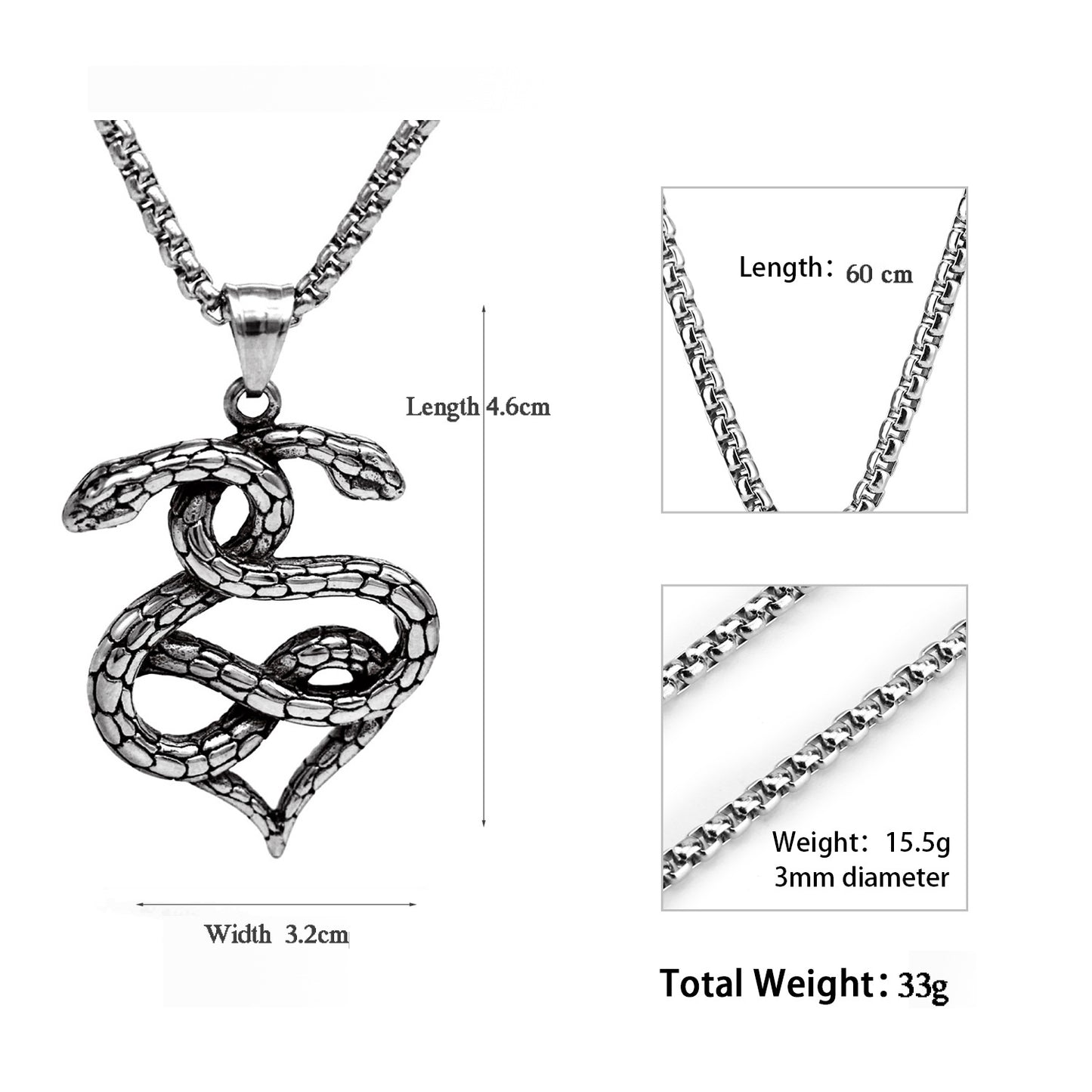 Steel Necklace – Vintage Snake Design