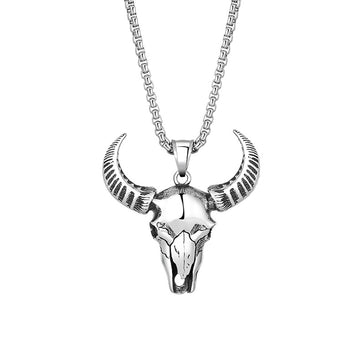 Steel Necklace - Statement Bull Pendant For Men Urban Hip Hop Punk Jewelry Everyday Wear
