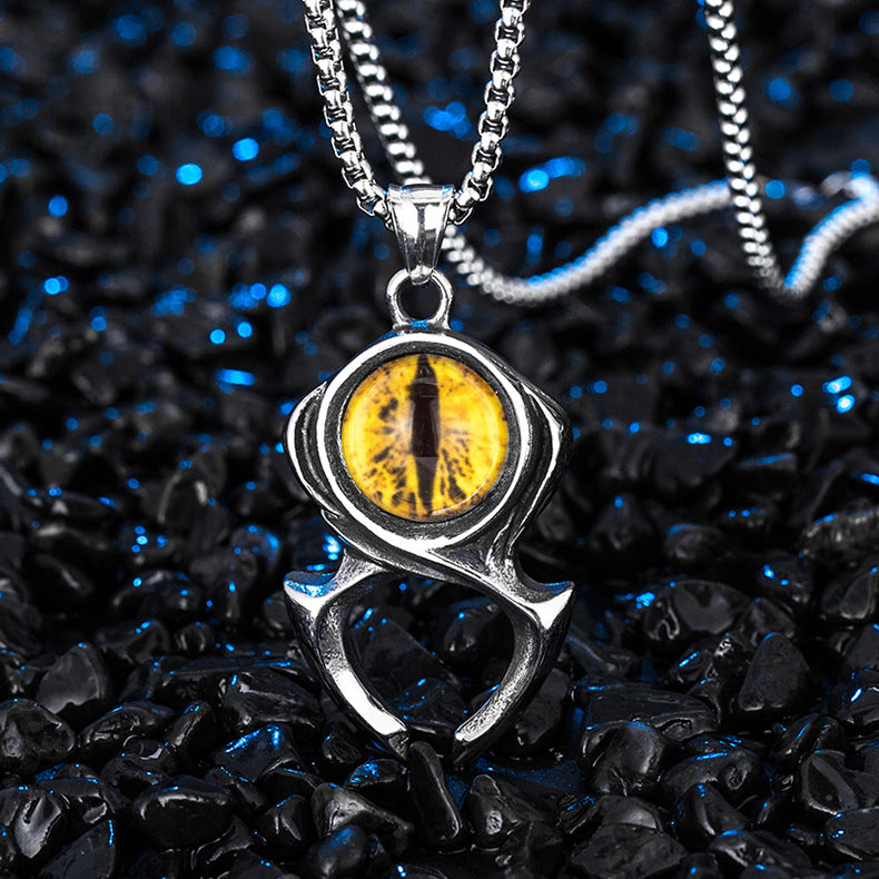 Stainless Steel Necklace – Vintage Devil Eye Pendant