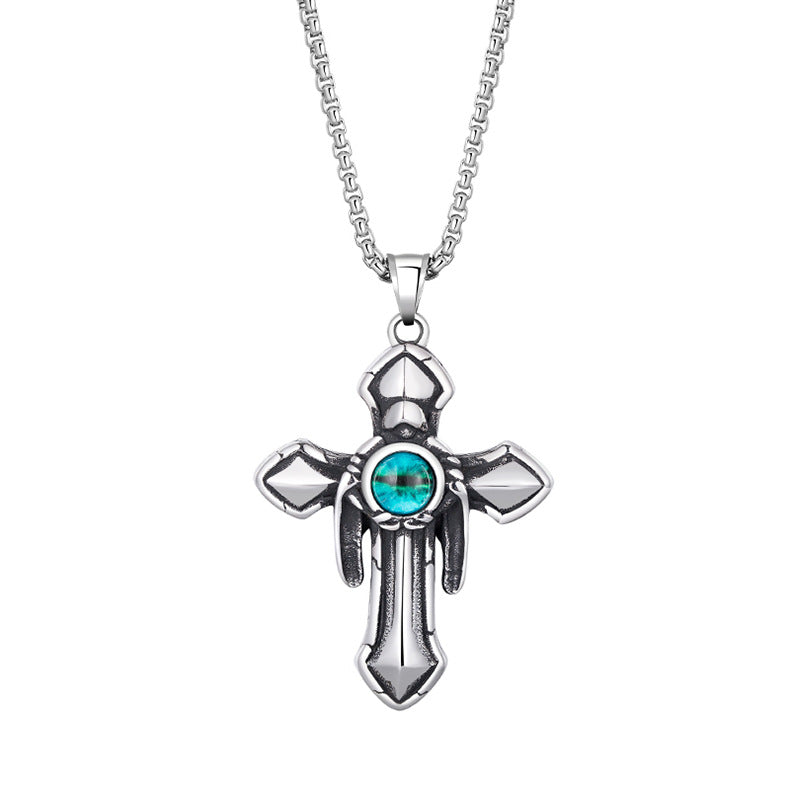 Steel Necklace - Vintage Resurrection Eye Cross