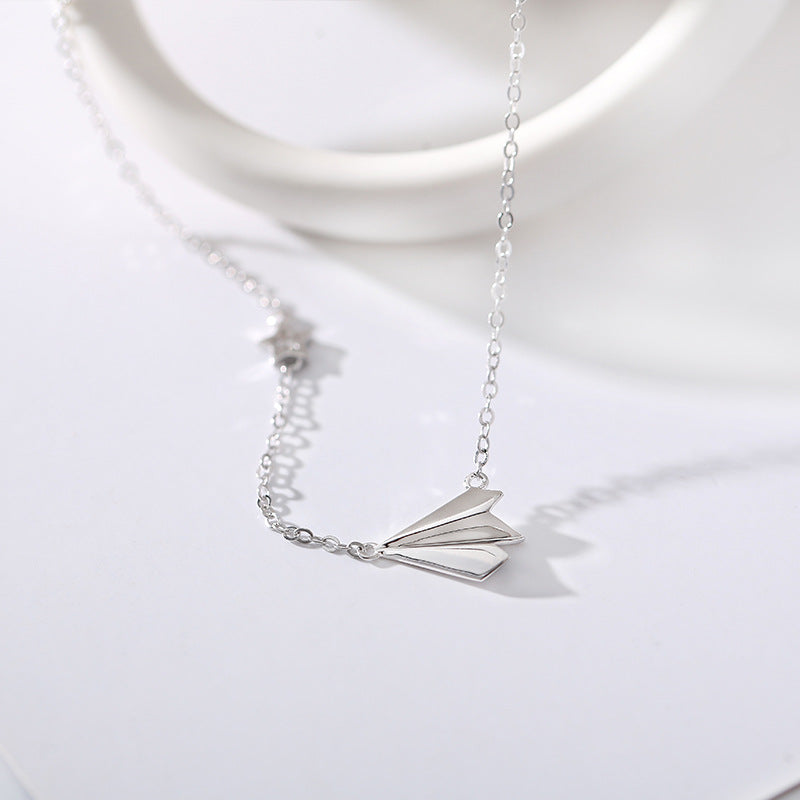 3D Paper Airplane Pendant Necklace