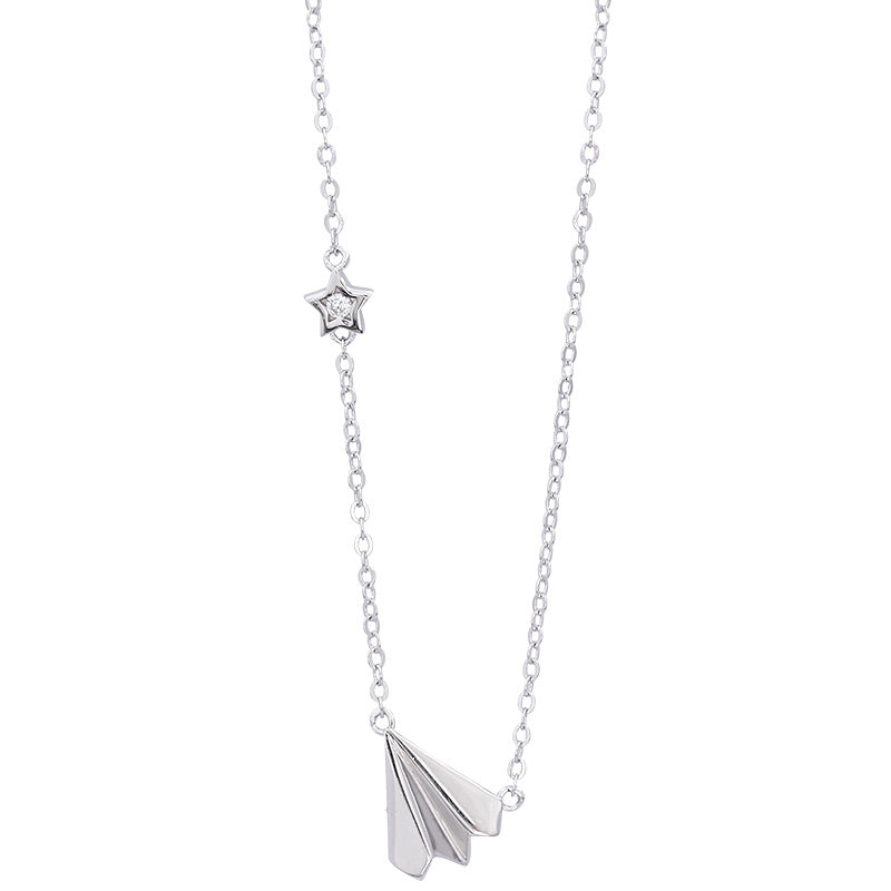 3D Paper Airplane Pendant Necklace