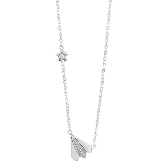 3D Paper Airplane Pendant Necklace