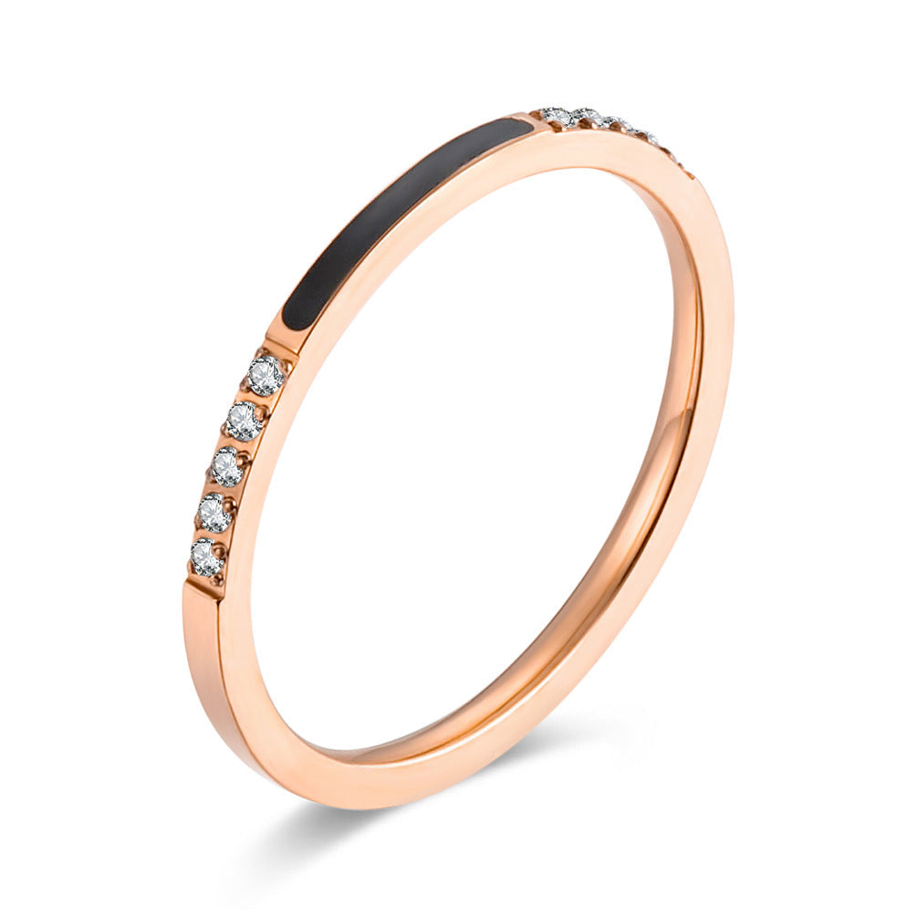 Rose Gold Zircon Epoxy Elegant Women's Ring 2mm Zircon Women's