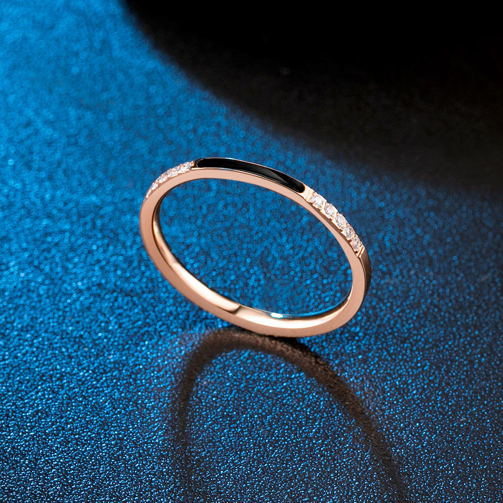 Rose Gold Zircon Epoxy Elegant Women's Ring 2mm Zircon Women's