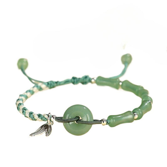 Rose Quartz Agate Jade Bamboo Braided Bracelet