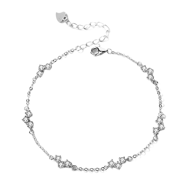 Planderful Sterling Silver Star Zircon Bracelet for Girls Luxury Gift for Girlfriend