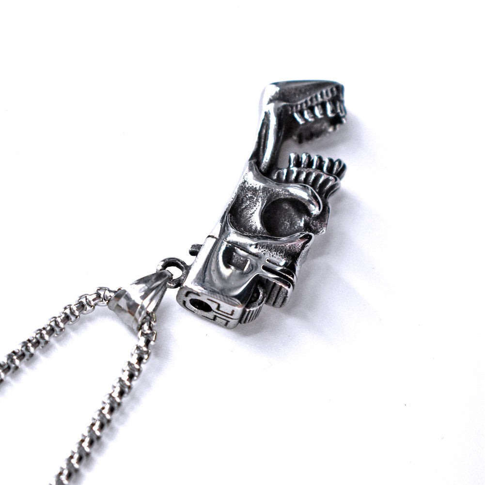 Steel Necklace – Statement Skull Pendant