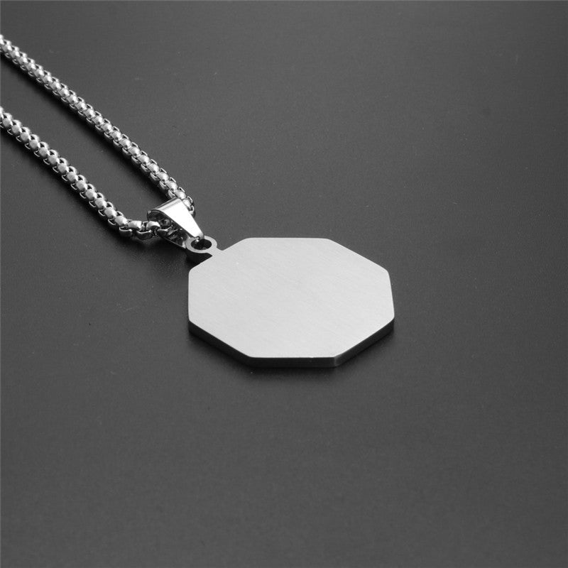 Titanium Steel Tai Chi Round Pendant Necklace for Men - European and American Jewelry Holiday Gift