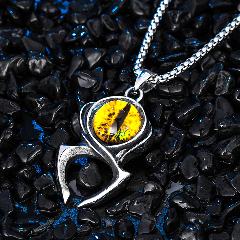 Stainless Steel Necklace – Vintage Devil Eye Pendant