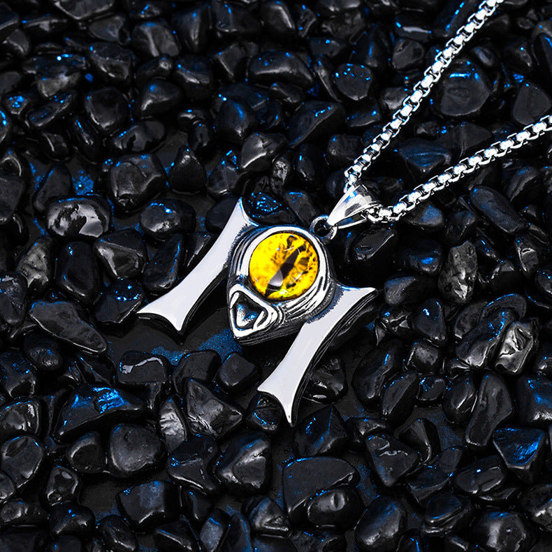 Steel Necklace - Vintage One-Eyed Devil Necklace For Men By Planderful Everyday Genie Collection
