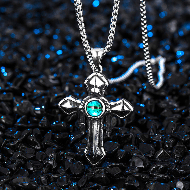 Steel Necklace - Vintage Resurrection Eye Cross
