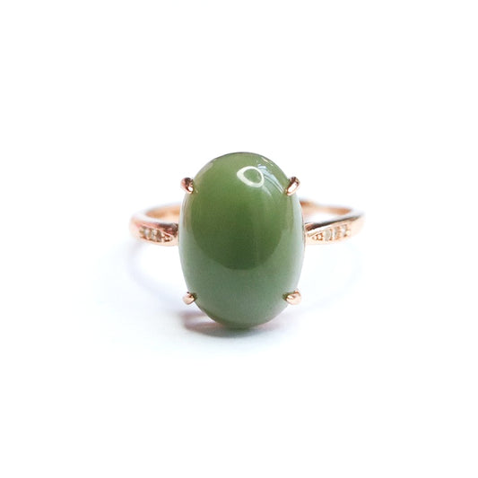 925 Sterling Silver Hetian Jasper Solitaire Ring
