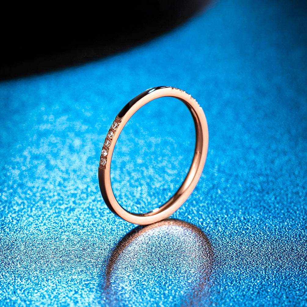 Rose Gold Zircon Epoxy Elegant Women's Ring 2mm Zircon Women's