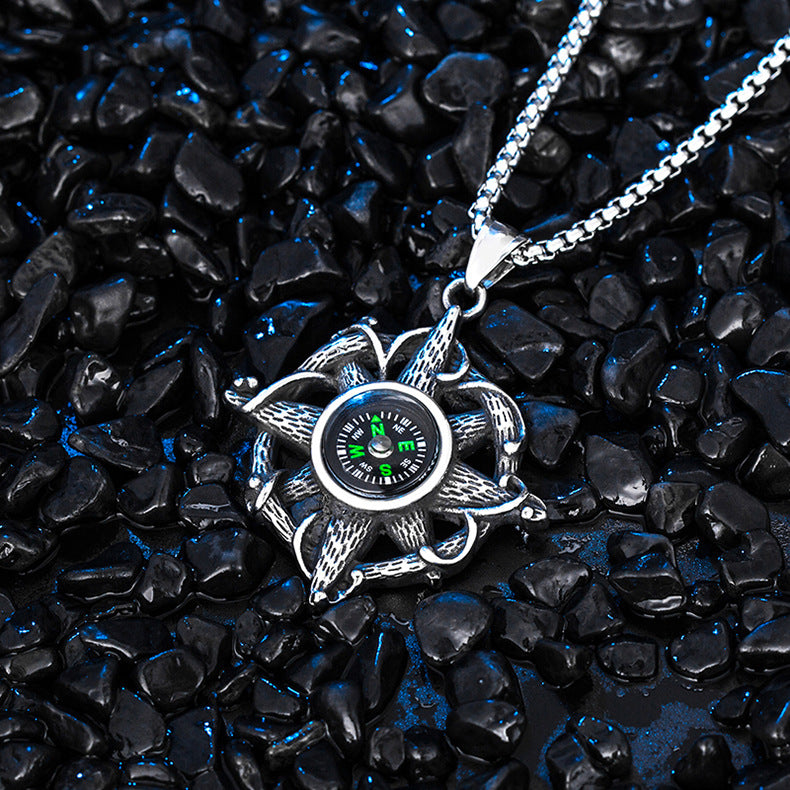 Steel Necklace - Vintage Devil Compass