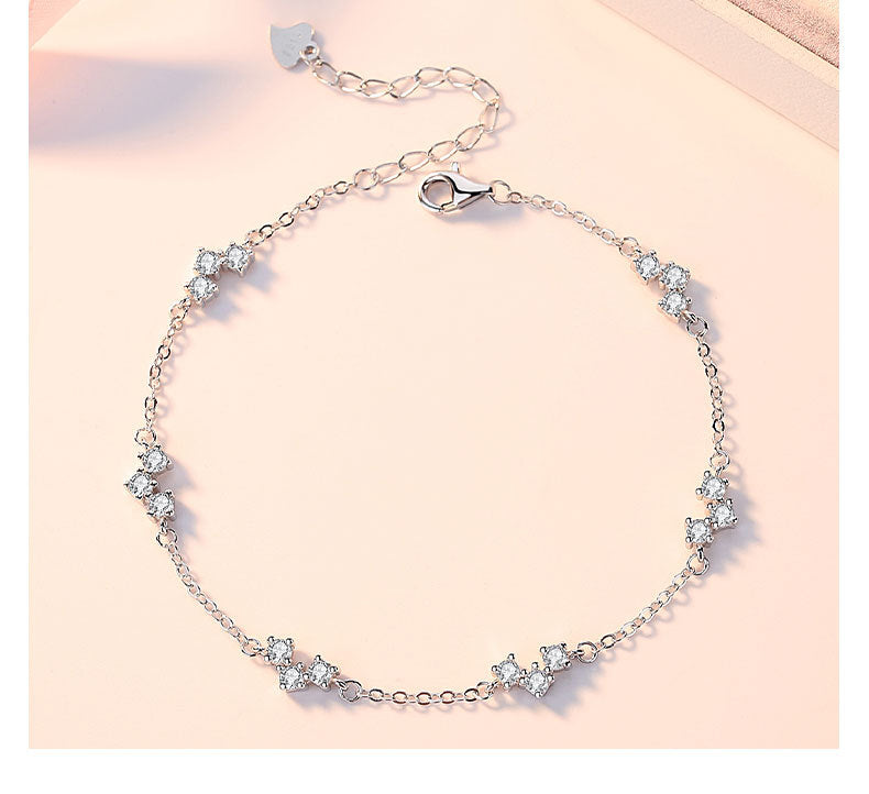 Planderful Sterling Silver Star Zircon Bracelet for Girls Luxury Gift for Girlfriend