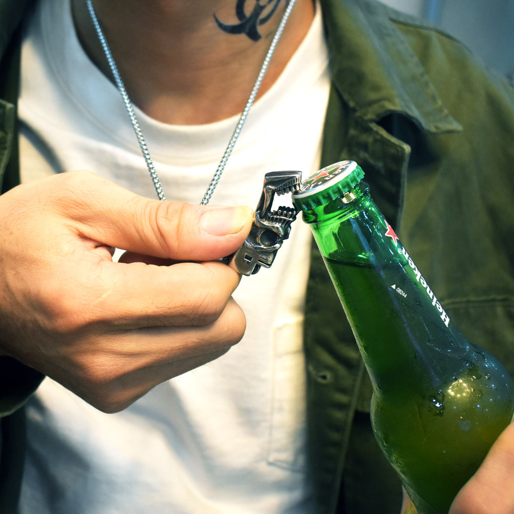 Steel Necklace – Statement Skull Pendant
