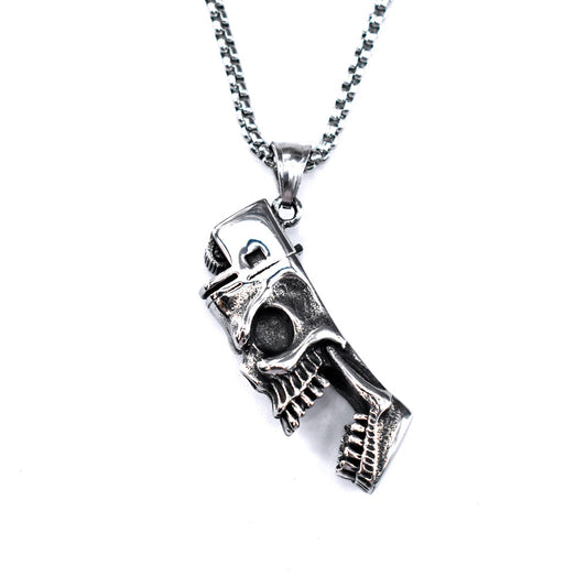 Steel Necklace – Statement Skull Pendant