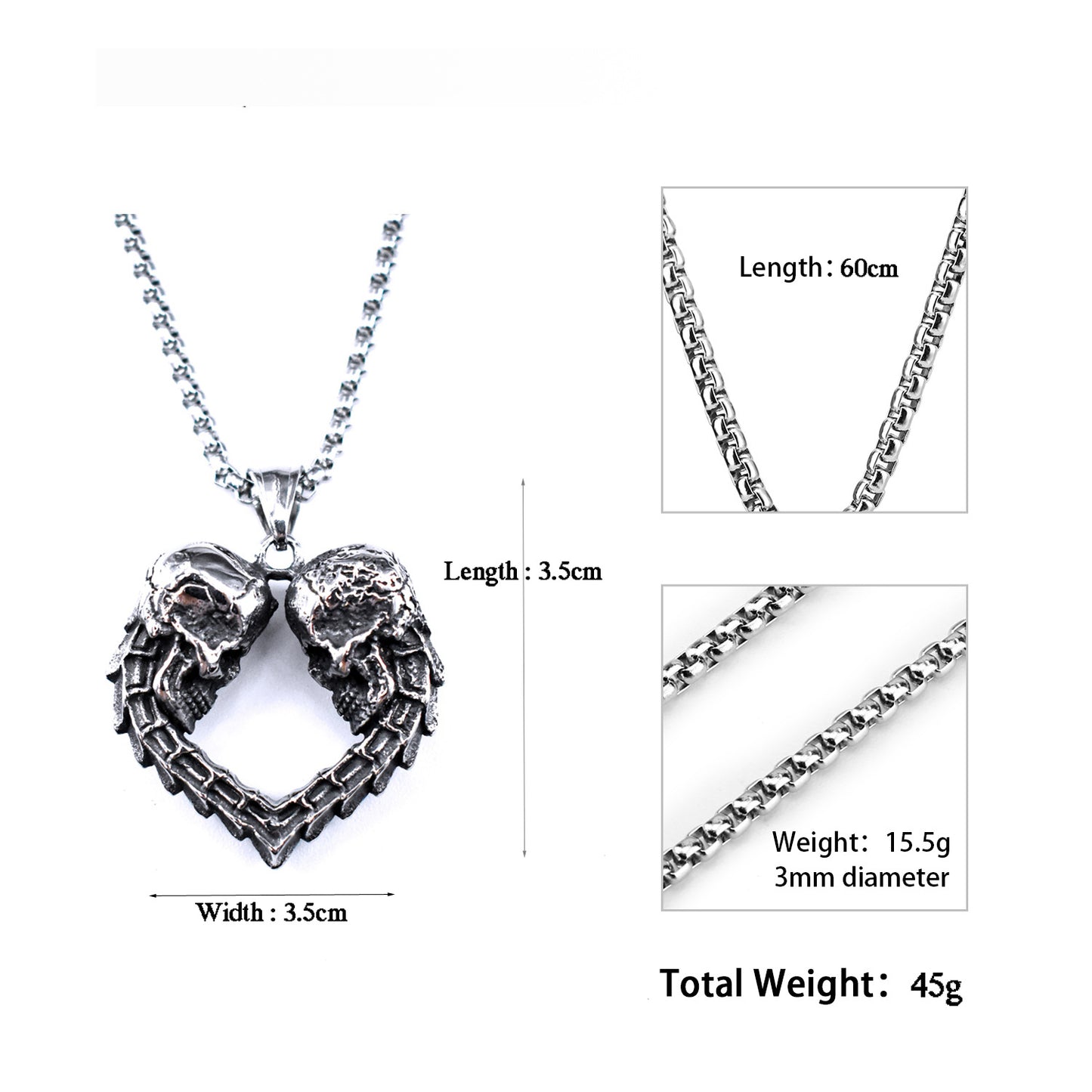 Steel Necklace - Statement Men's Skull Necklace