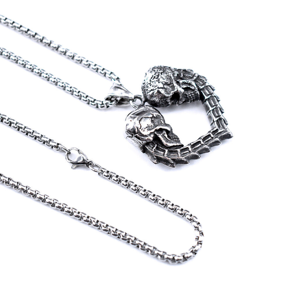 Steel Necklace - Statement Men's Skull Necklace